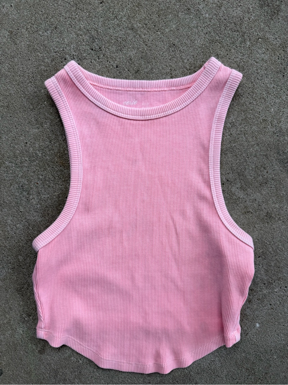 Aerie Pink Ribbed Cropped Tank Top
